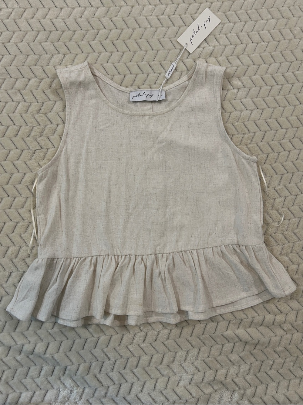 Petal & Pup Acoustic Top- Cream Ruffle-Hem and Sleeveless